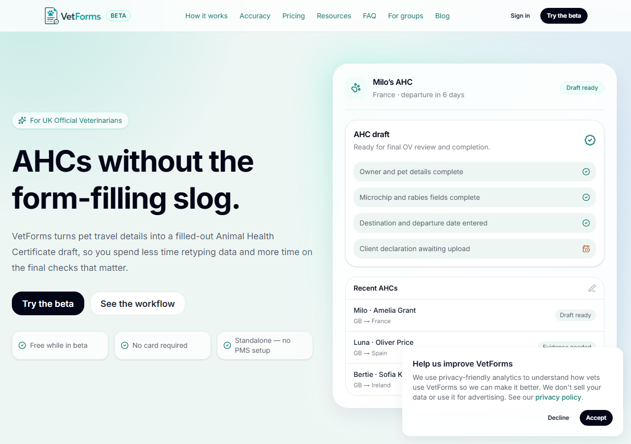 VetForms preview